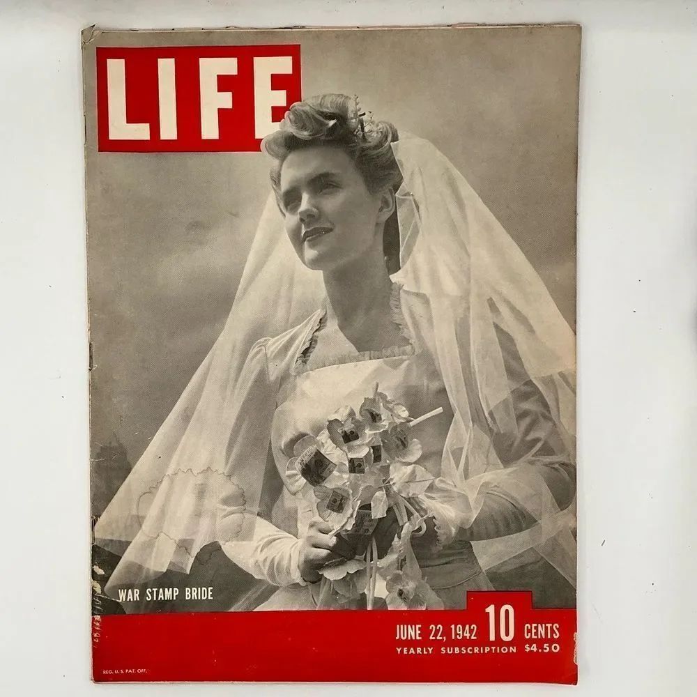 Vintage LIFE Magazine Cover - War Stamp Bride June 22,1942